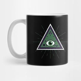 All Seeing eye - black with green eye Mug